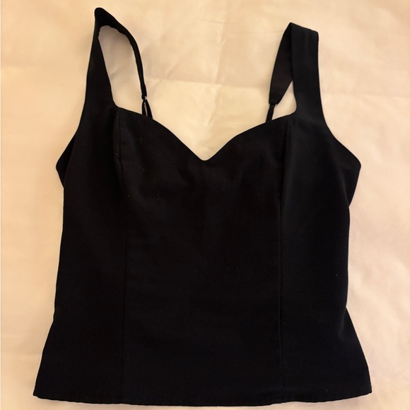 Abercrombie & Fitch Black Knit Tank Top sweetheart neckline basic black - Picture 2 of 6